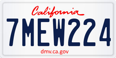 CA license plate 7MEW224