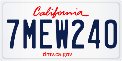 CA license plate 7MEW240
