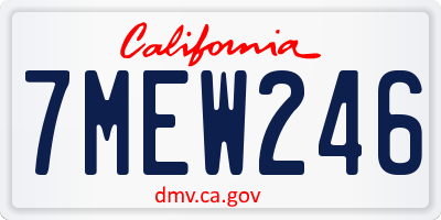CA license plate 7MEW246