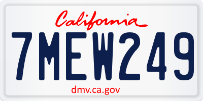 CA license plate 7MEW249