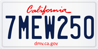 CA license plate 7MEW250