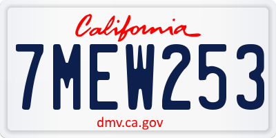 CA license plate 7MEW253
