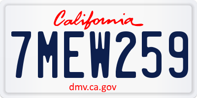 CA license plate 7MEW259