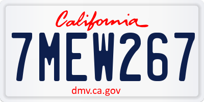 CA license plate 7MEW267