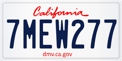 CA license plate 7MEW277