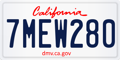 CA license plate 7MEW280