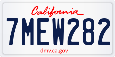CA license plate 7MEW282