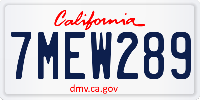 CA license plate 7MEW289