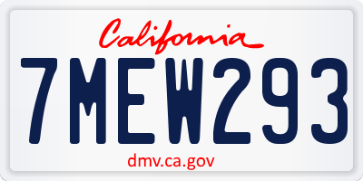 CA license plate 7MEW293