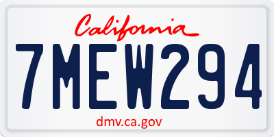 CA license plate 7MEW294