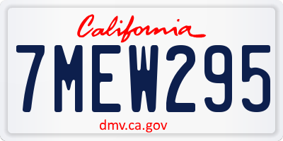 CA license plate 7MEW295