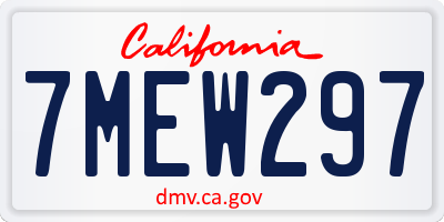 CA license plate 7MEW297