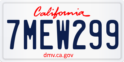 CA license plate 7MEW299