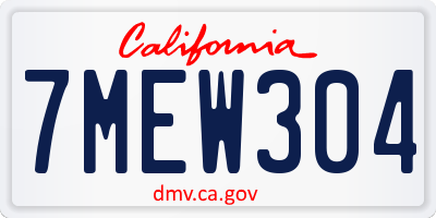 CA license plate 7MEW304