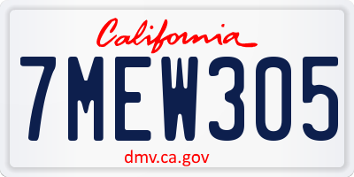 CA license plate 7MEW305