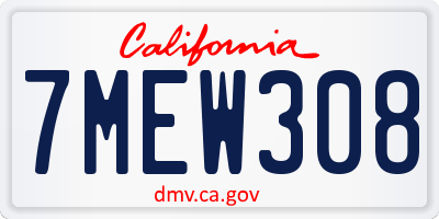 CA license plate 7MEW308