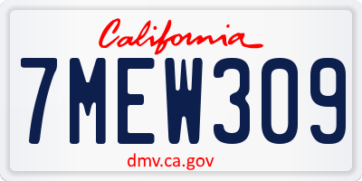 CA license plate 7MEW309