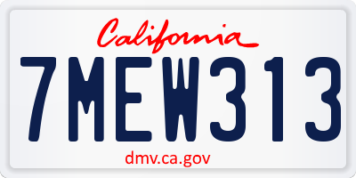 CA license plate 7MEW313
