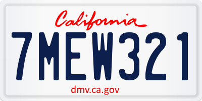 CA license plate 7MEW321