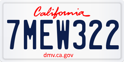 CA license plate 7MEW322