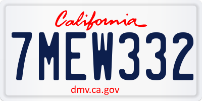 CA license plate 7MEW332