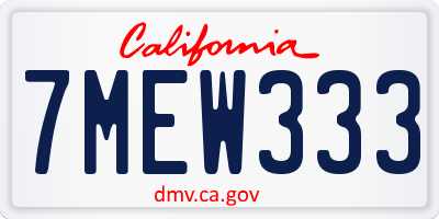 CA license plate 7MEW333