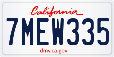 CA license plate 7MEW335