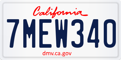 CA license plate 7MEW340