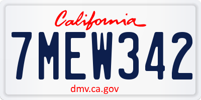 CA license plate 7MEW342