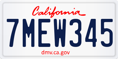 CA license plate 7MEW345