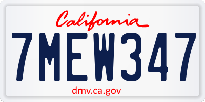 CA license plate 7MEW347