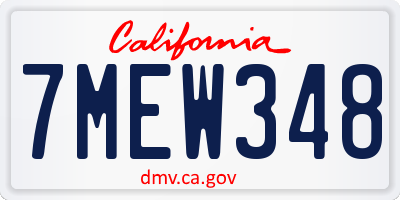 CA license plate 7MEW348
