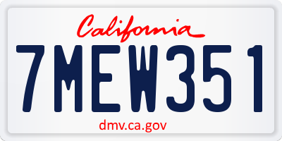 CA license plate 7MEW351