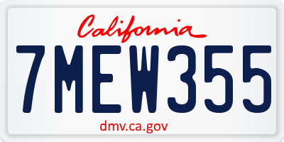 CA license plate 7MEW355