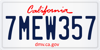 CA license plate 7MEW357