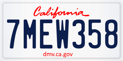 CA license plate 7MEW358