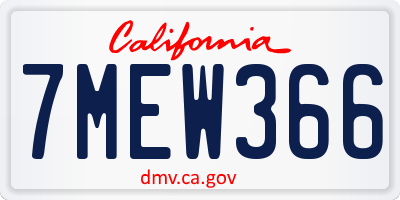 CA license plate 7MEW366