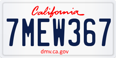 CA license plate 7MEW367
