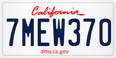 CA license plate 7MEW370