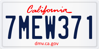 CA license plate 7MEW371