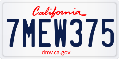 CA license plate 7MEW375