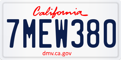 CA license plate 7MEW380