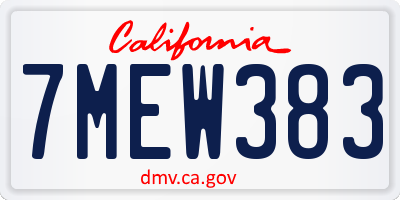 CA license plate 7MEW383