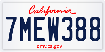 CA license plate 7MEW388