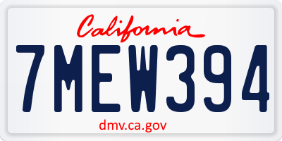 CA license plate 7MEW394