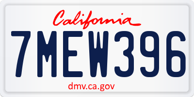 CA license plate 7MEW396