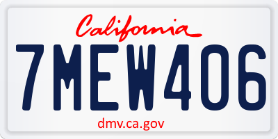 CA license plate 7MEW406