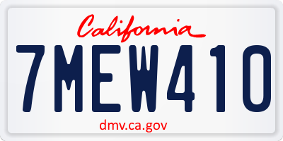 CA license plate 7MEW410