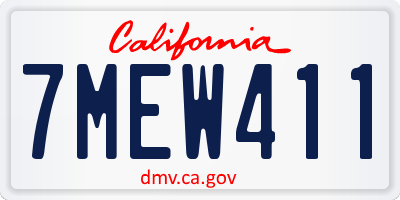 CA license plate 7MEW411