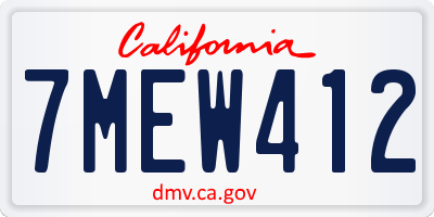 CA license plate 7MEW412